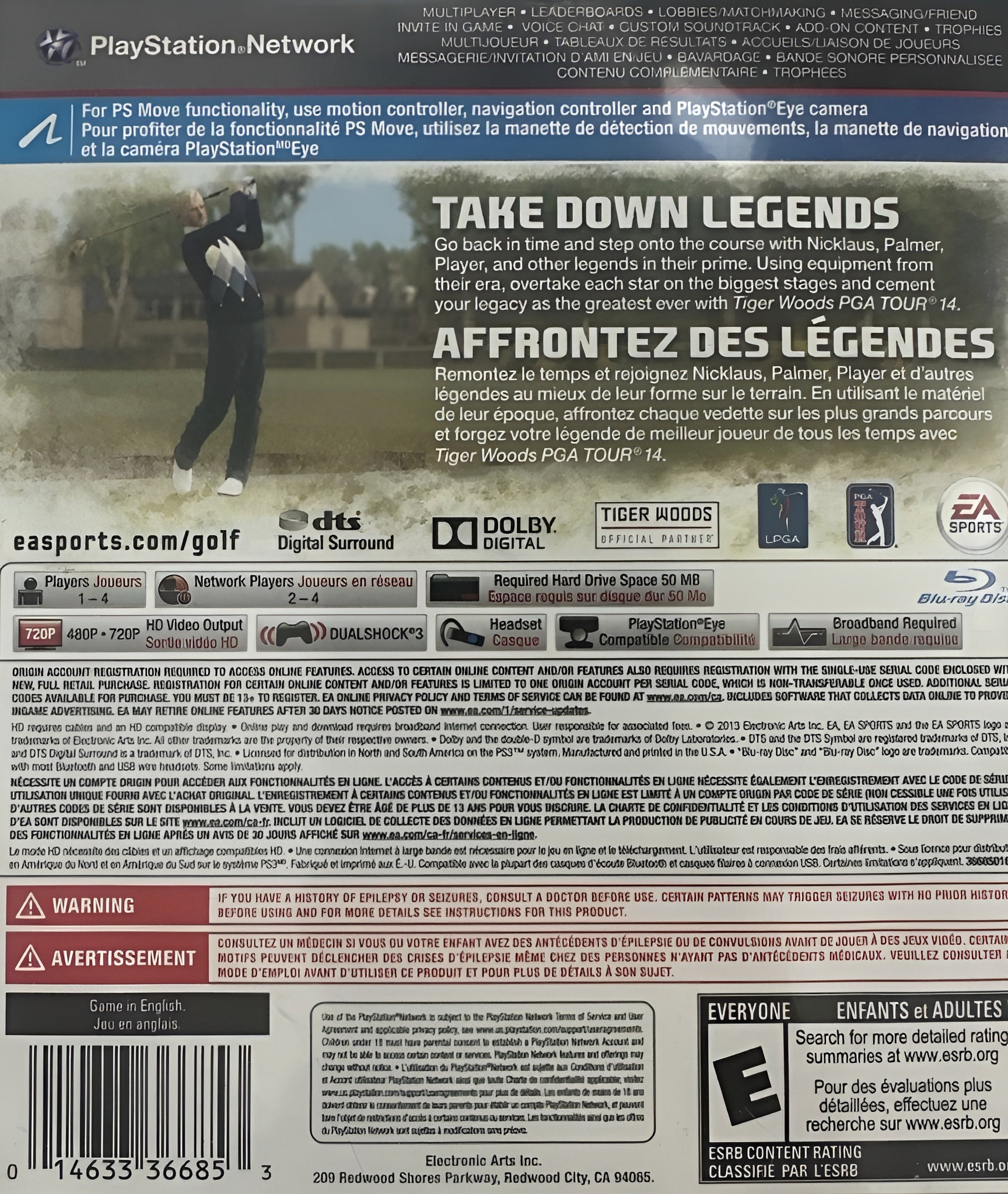 Tiger Woods PGA TOUR 14 PS3 - Video Game - Used - CaveGamers - Image 2