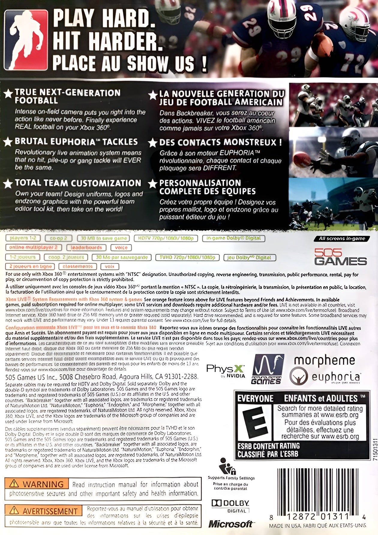 Backbreaker Football Xbox 360 - Video Game - Used - CaveGamers - Image 2