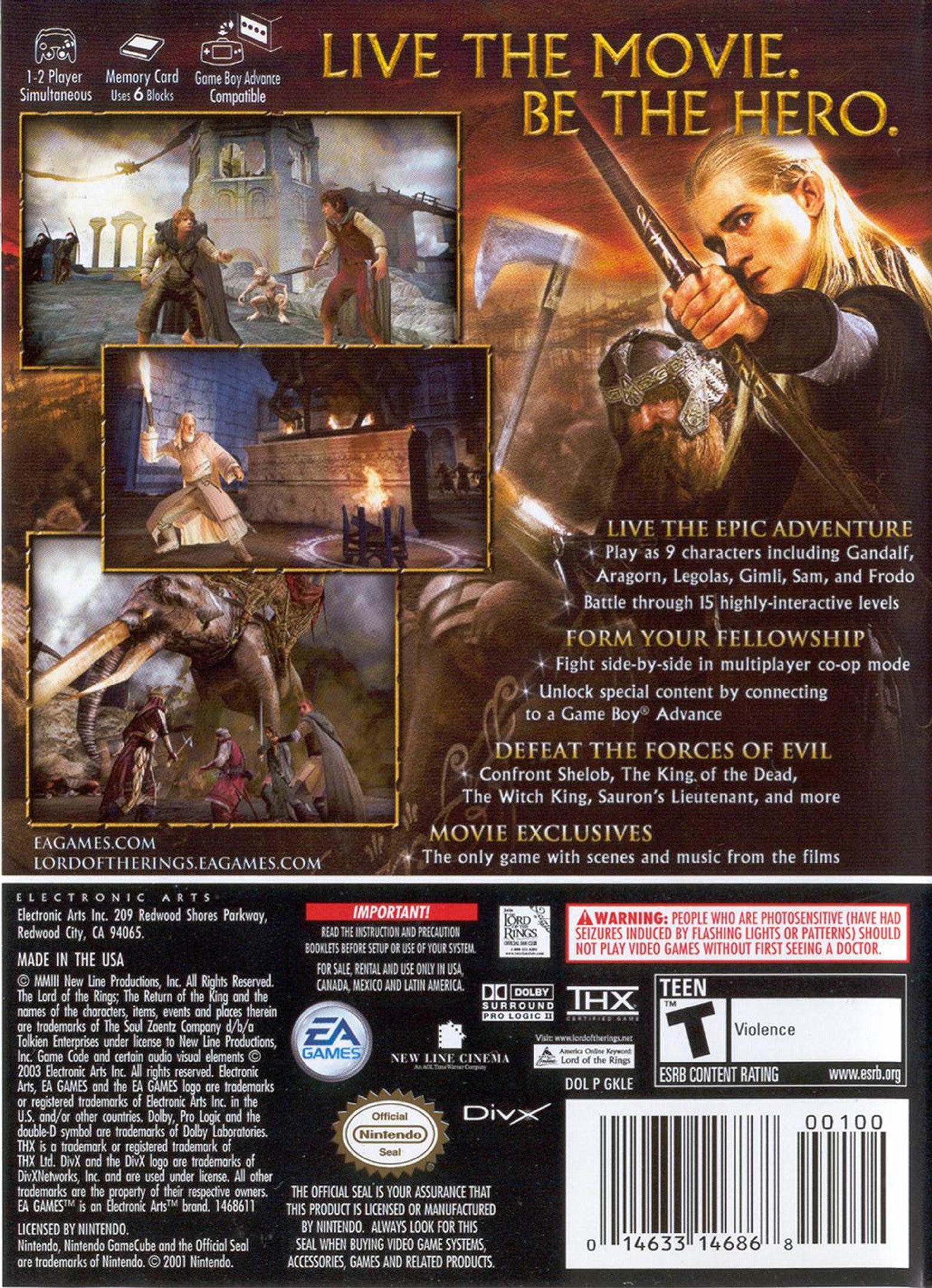 The Lord of the Rings: The Return of the King GameCube - Video Game - Used - CaveGamers - Image 2