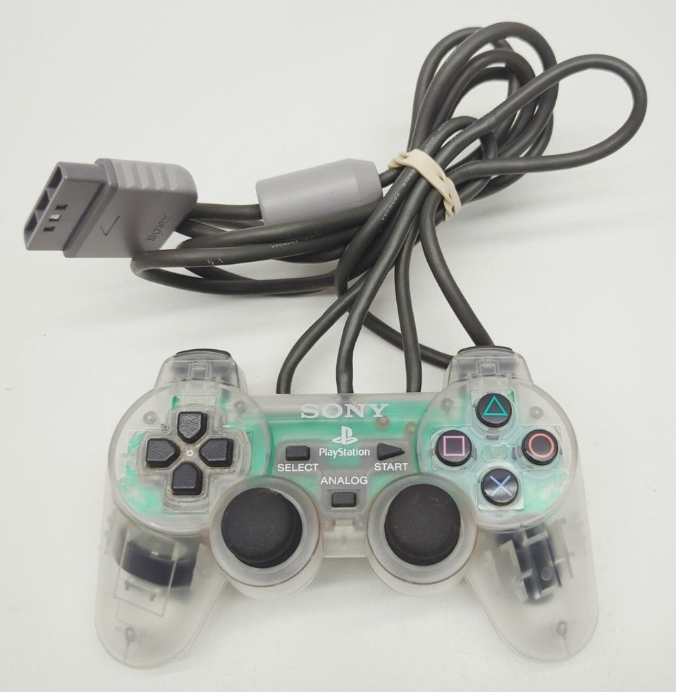 Playstation Dualshock Analog Controller - Clear - Video Game Accessory - Used - CaveGamers