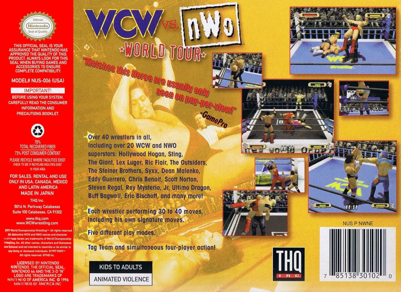 WCW vs. NWO World Tour N64 - Video Game - Used - CaveGamers - Image 2