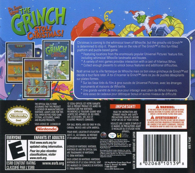 Dr. Seuss: How The Grinch Stole Christmas DS - Video Game - Used - CaveGamers - Image 2