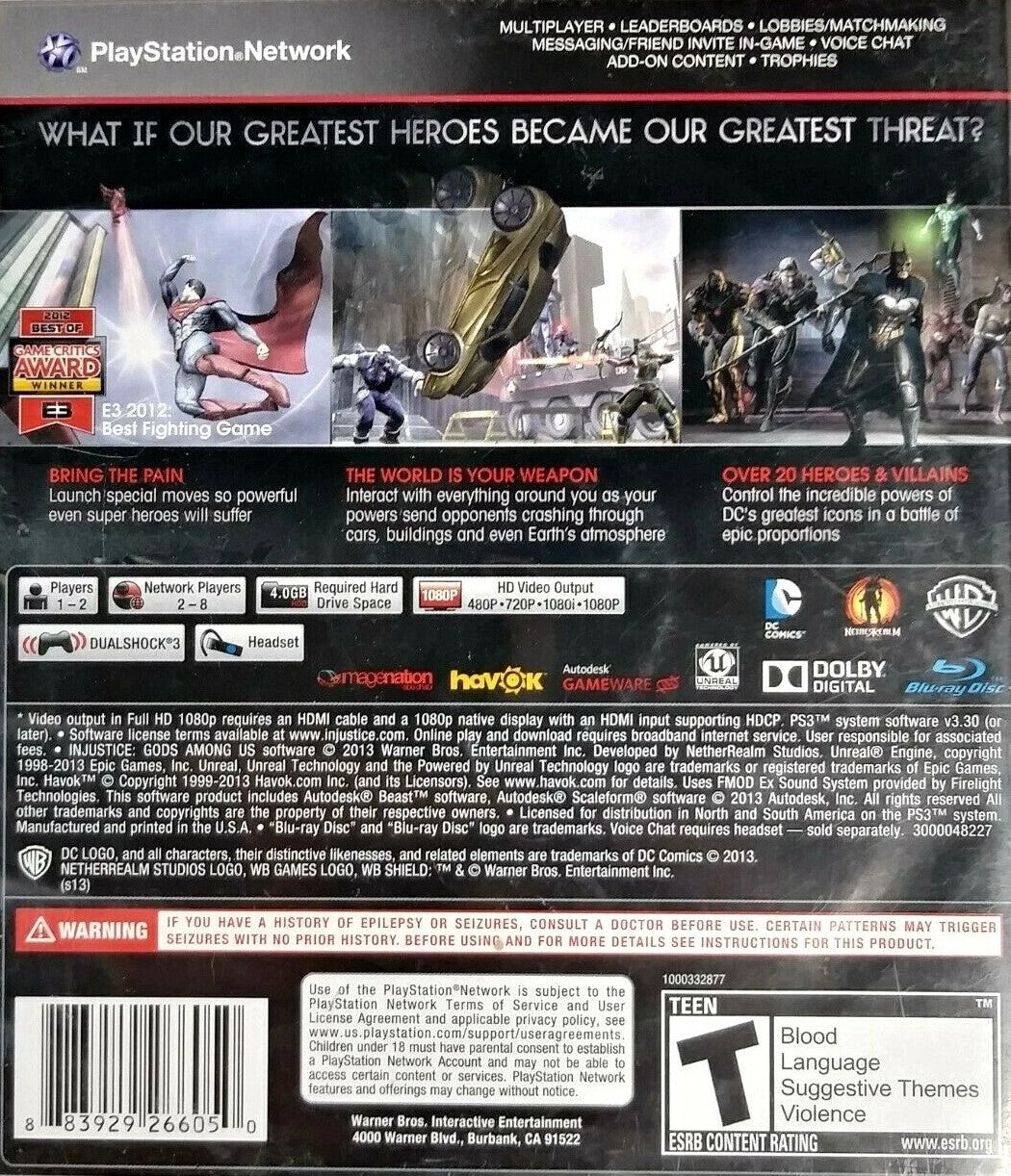 Injustice: Gods Among Us PS3 - Video Game - Used - CaveGamers - Image 2
