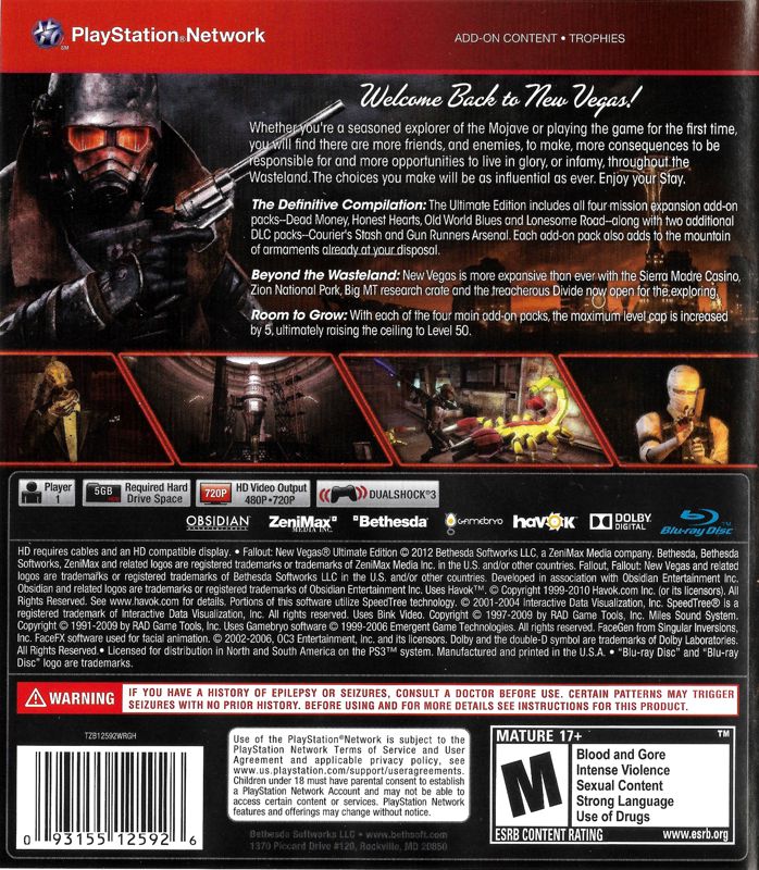Fallout: New Vegas Ultimate Edition PS3 - Video Game - Used - CaveGamers - Image 3