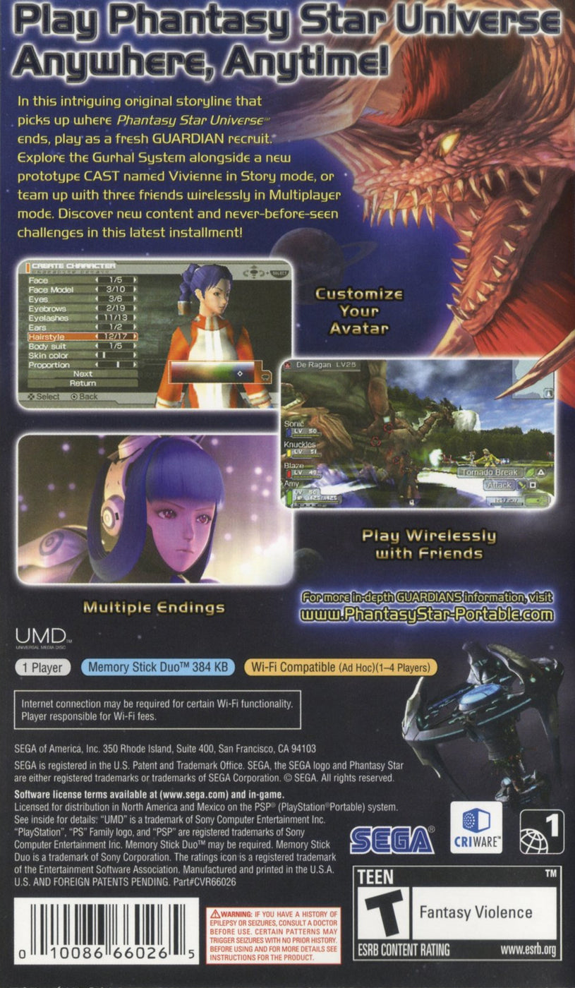 Phantasy Star Portable PSP - Video Game - Used - CaveGamers - Image 2