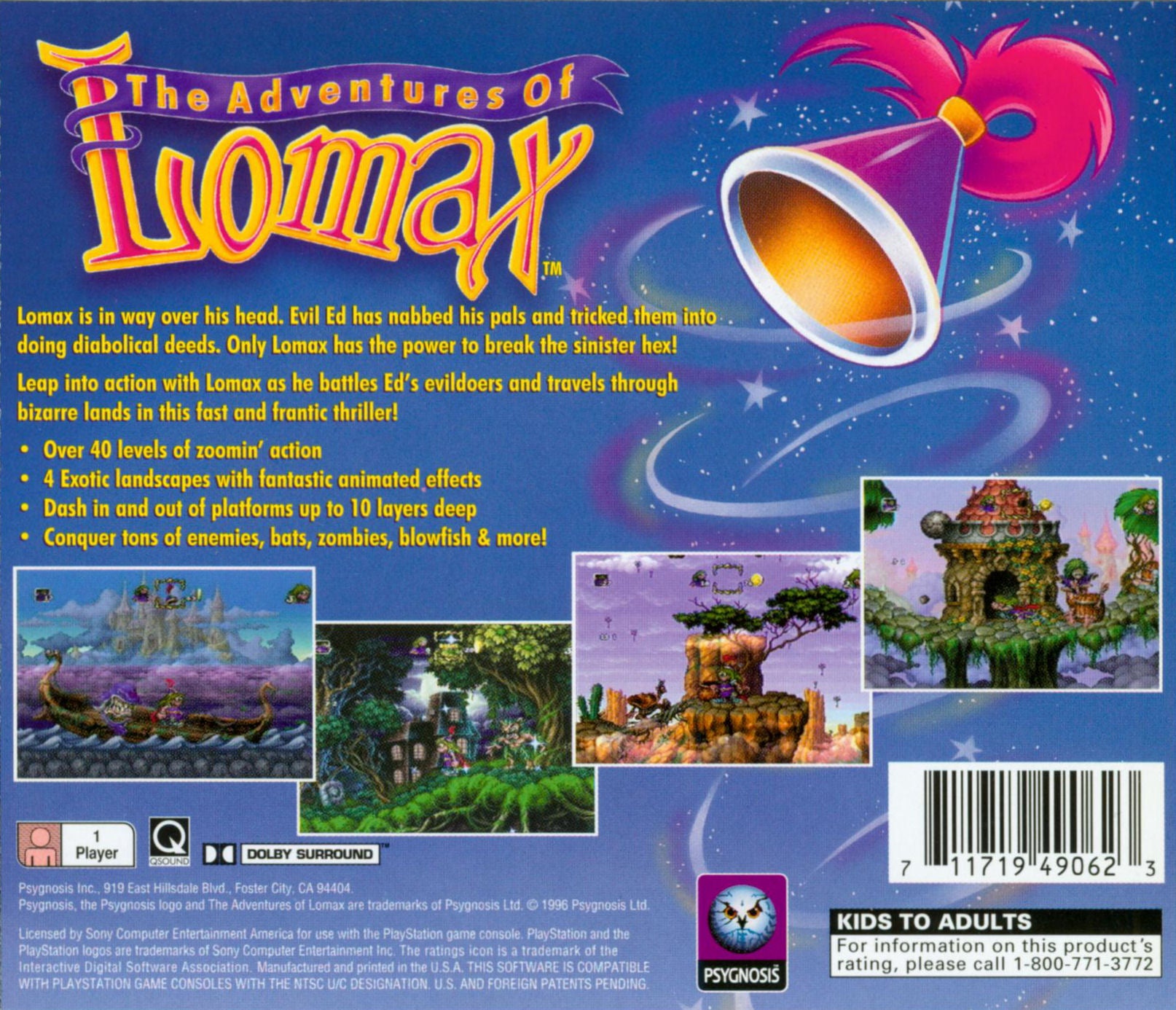 Adventures of Lomax Playstation - Video Game - Used - CaveGamers - Image 2