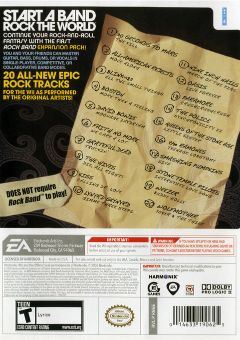 Rock Band Track Pack: Vol. 1 Wii - Video Game - Used - CaveGamers - Image 2