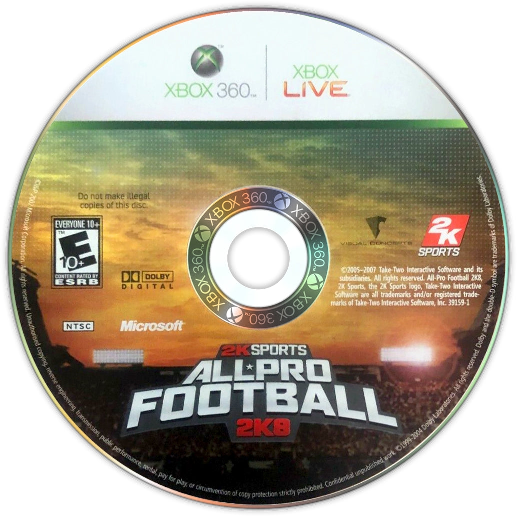 All Pro Football 2K8 Xbox 360 - Video Game - Used - CaveGamers - Image 3