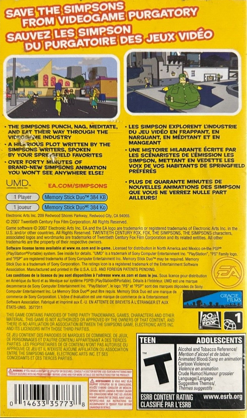 The Simpsons Game PSP - Video Game - Used - CaveGamers - Image 2