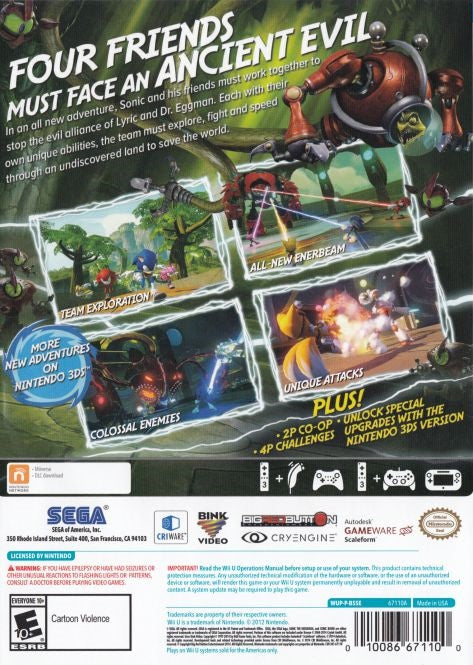 Sonic Boom: Rise of Lyric Wii U - Video Game - Used - CaveGamers - Image 2