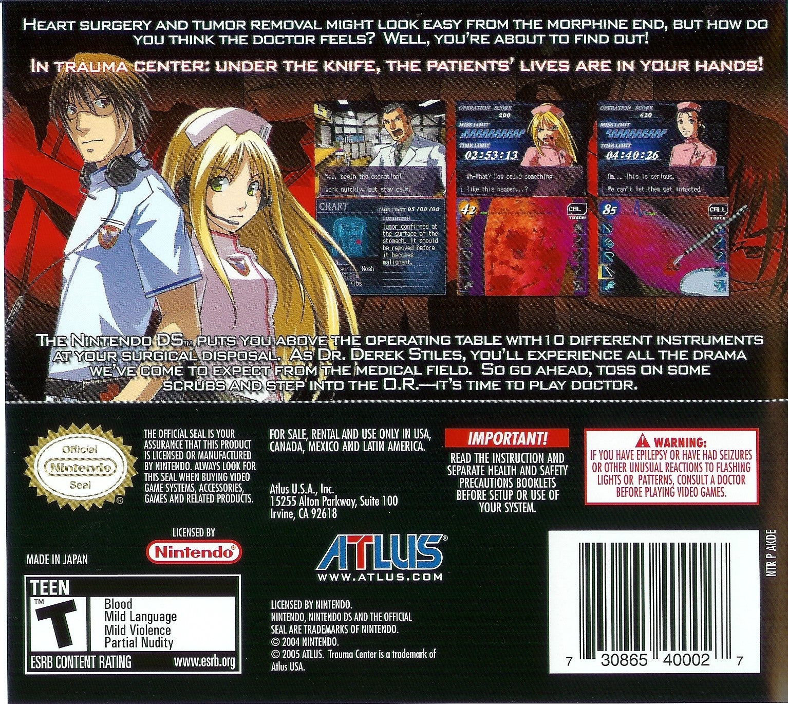 Trauma Center: Under the Knife DS - Video Game - Used - CaveGamers - Image 2