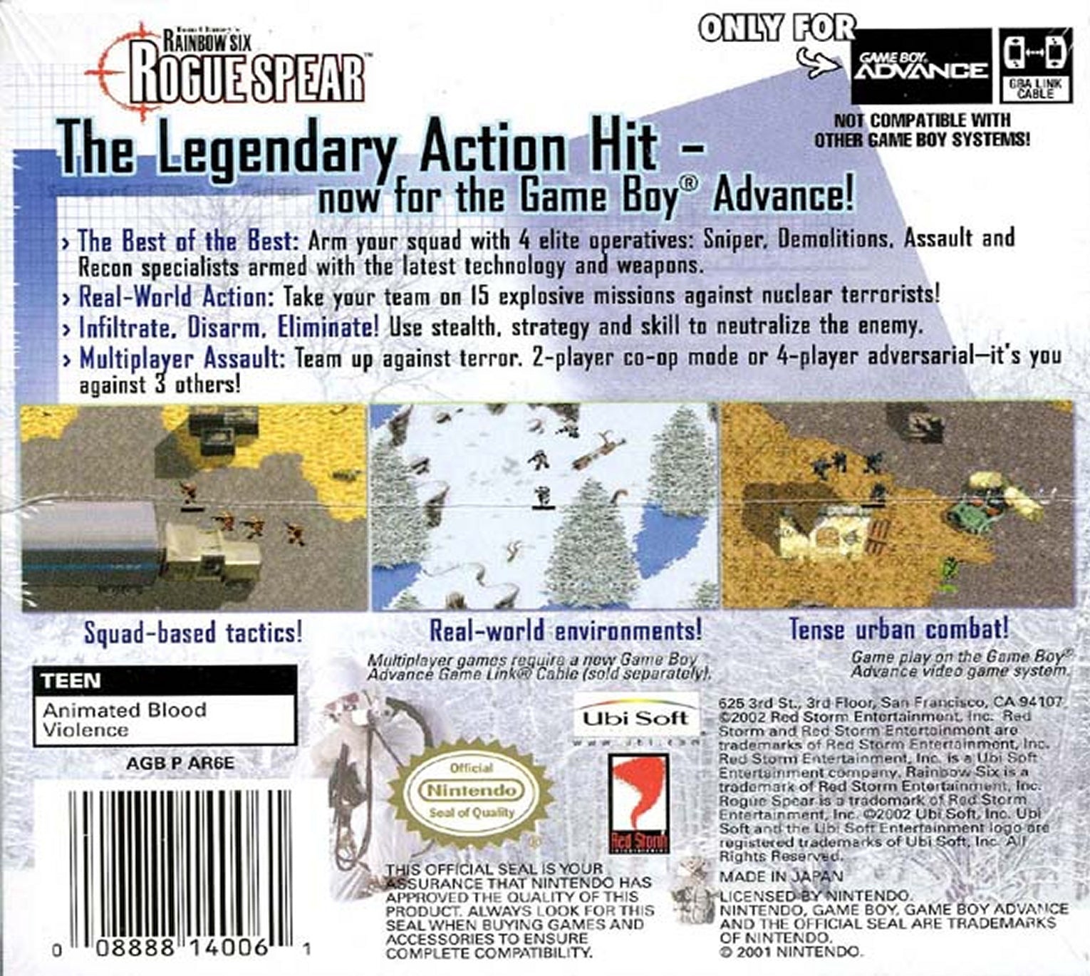 Rainbow Six: Rogue Spear Game Boy Advance - Video Game - Used - CaveGamers - Image 2