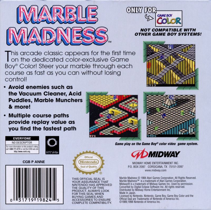 Marble Madness Game Boy Color - Video Game - Used - CaveGamers - Image 2