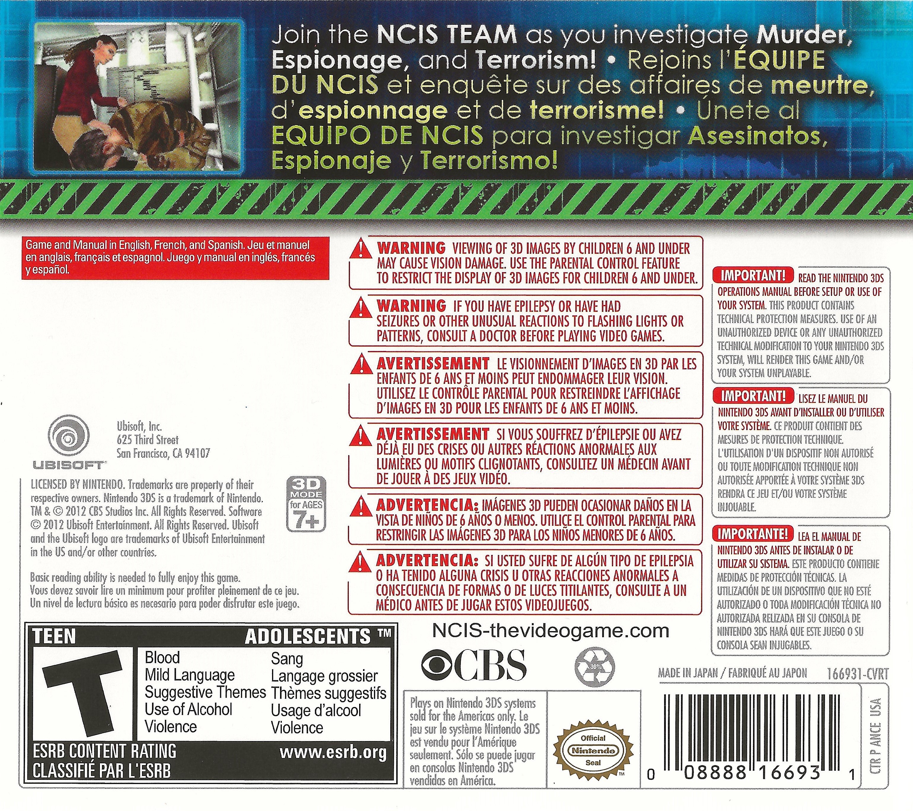 NCIS 3D 3DS - Video Game - Used - CaveGamers - Image 2