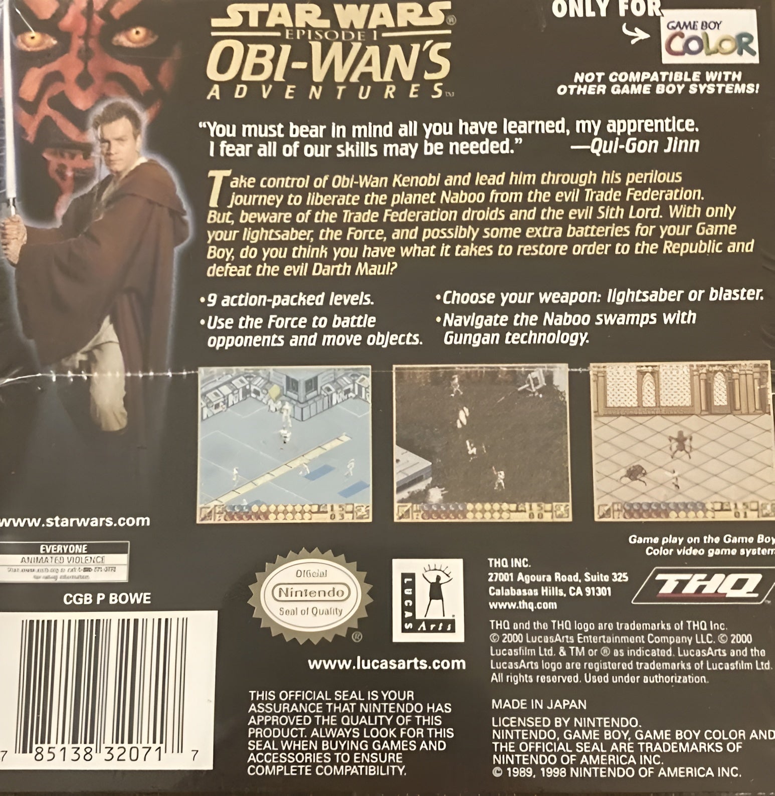 Star Wars Episode I: Obi Wan's Adventures Game Boy Color - Video Game - Used - CaveGamers - Image 2