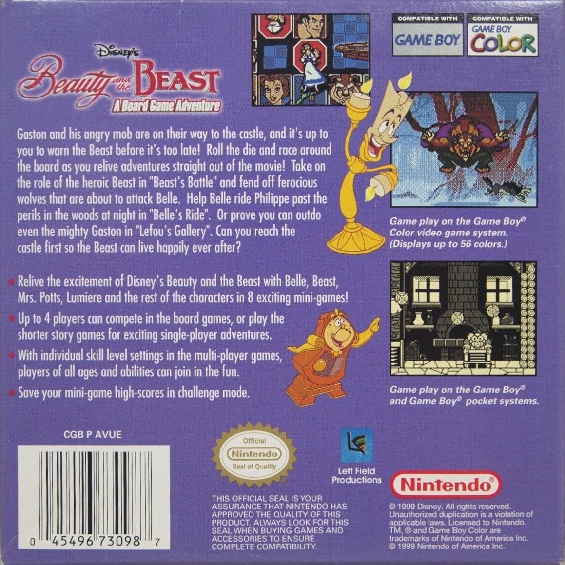 Disney's Beauty and the Beast: A Board Game Adventure Game Boy Color - Video Game - Used - CaveGamers - Image 2