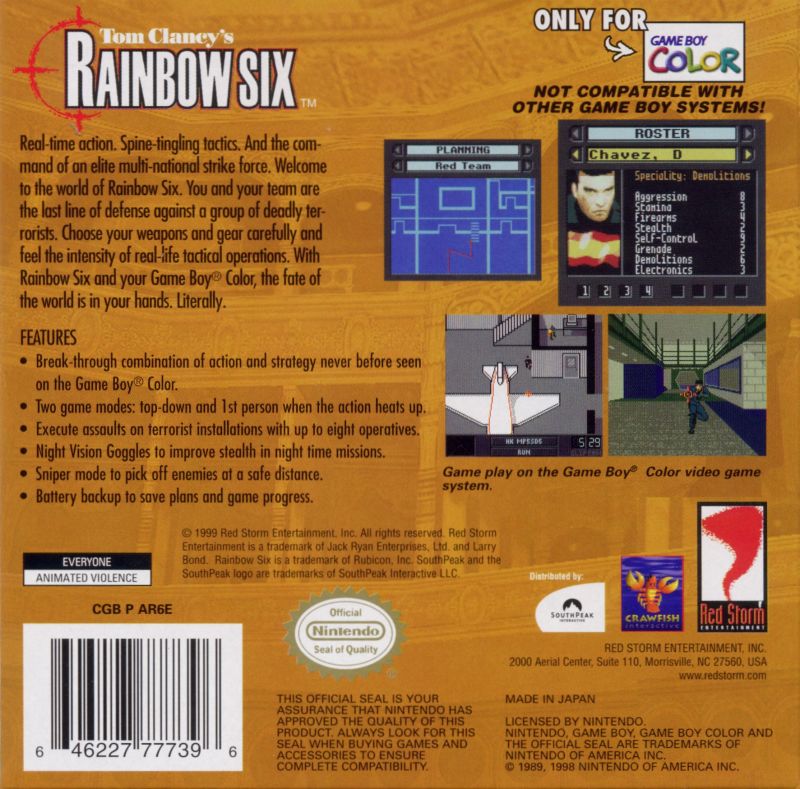 Tom Clancy's Rainbow Six Game Boy Color - Video Game - Used - CaveGamers - Image 2