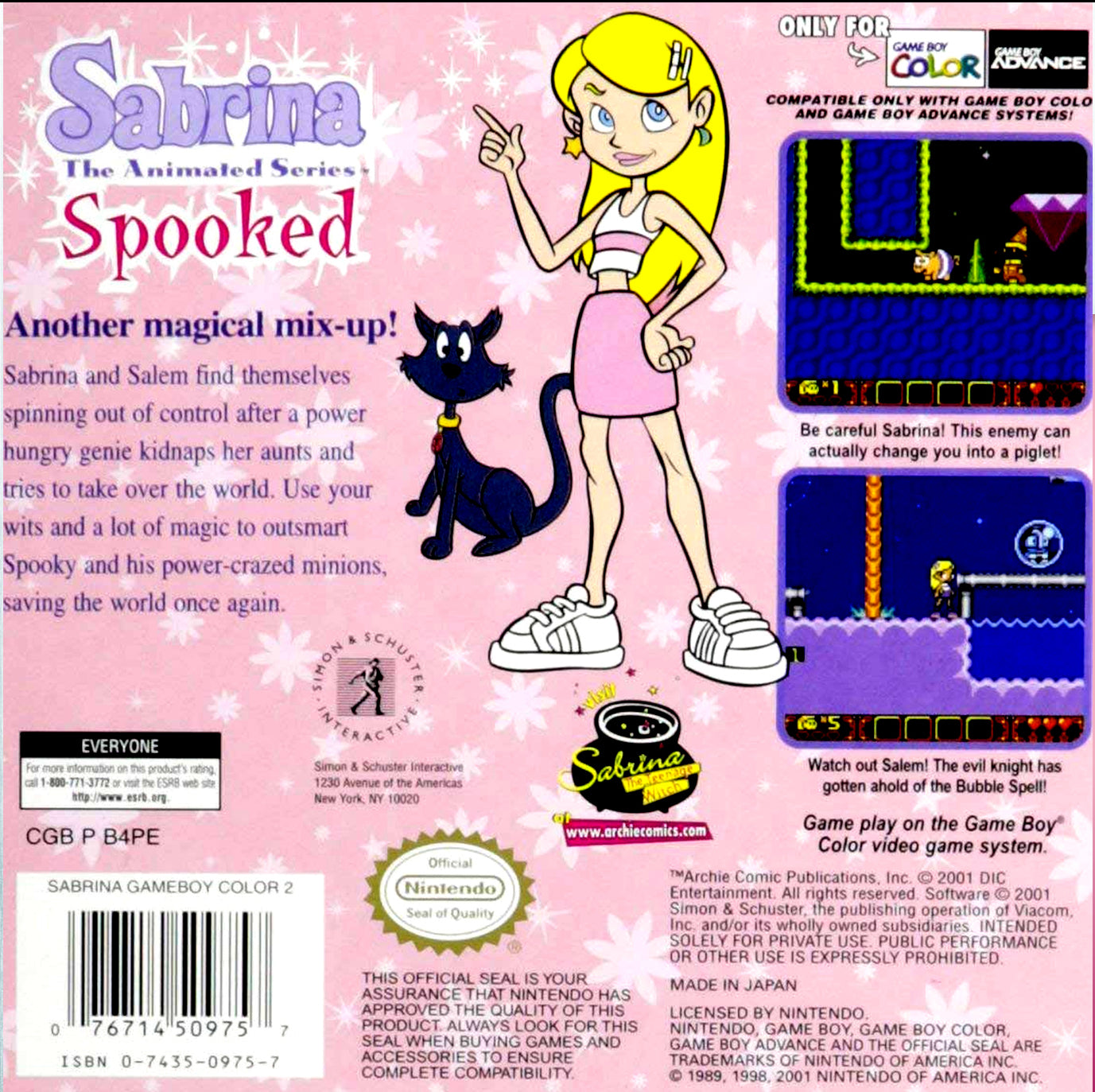 Sabrina The Animated Series: Spooked Game Boy Color - Video Game - Used - CaveGamers - Image 2