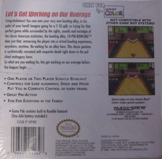 Ten Pin Bowling with Rumble Game Boy Color - Video Game - Used - CaveGamers - Image 2