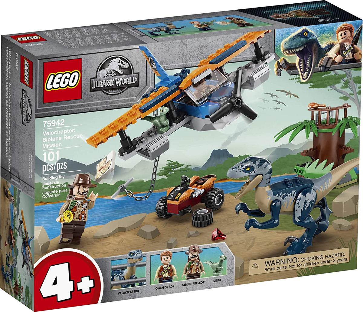 LEGO Jurassic World Velociraptor: Biplane Rescue Mission 75942 Building Sets - Toys - New - CaveGamers