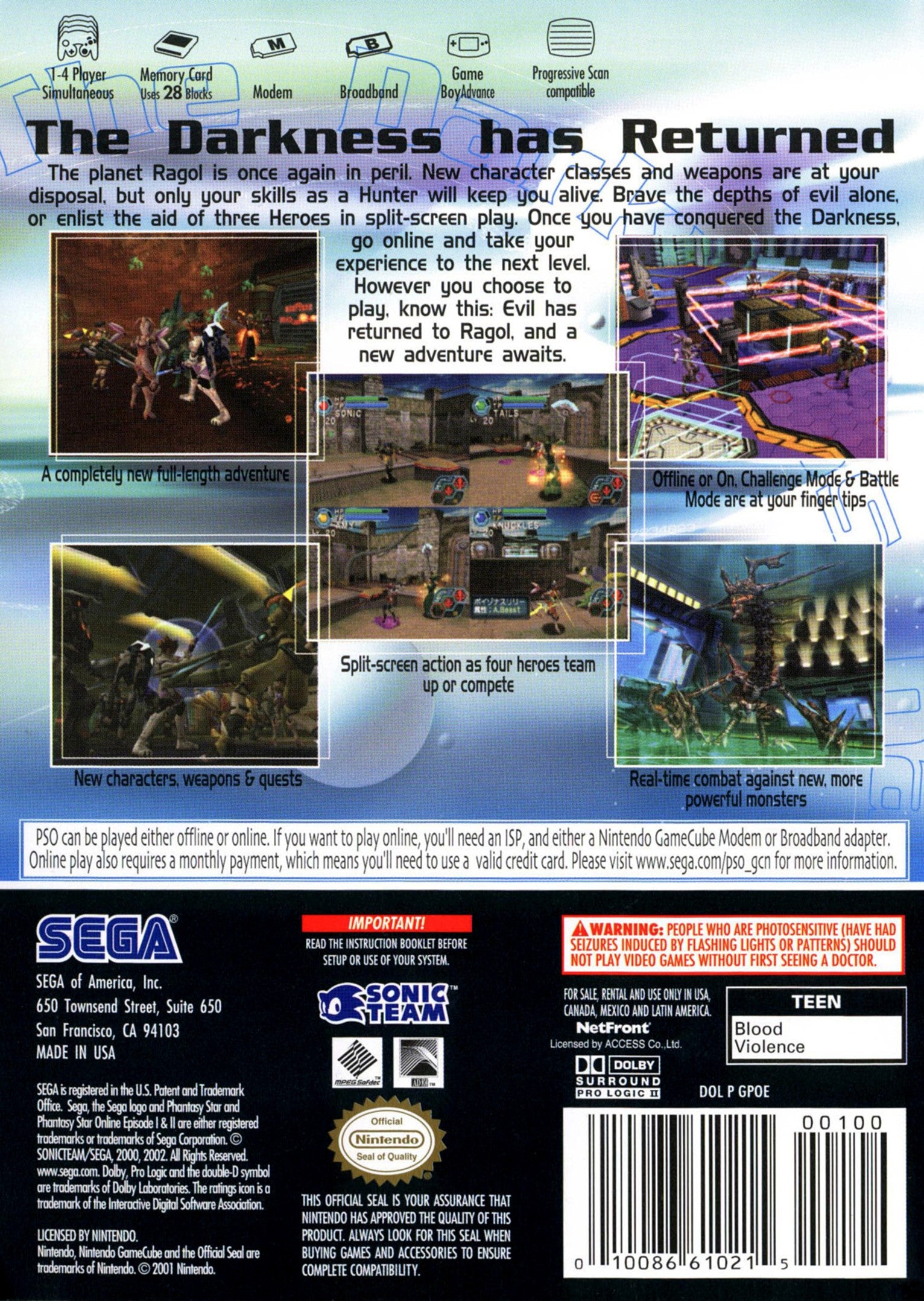Phantasy Star Online Episode I & II GameCube - Video Game - Used - CaveGamers - Image 2