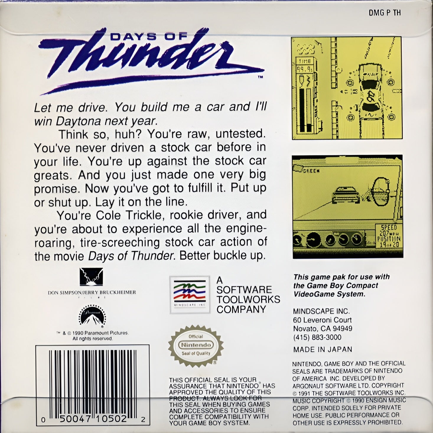 Days of Thunder Game Boy - Video Game - Used - CaveGamers - Image 2