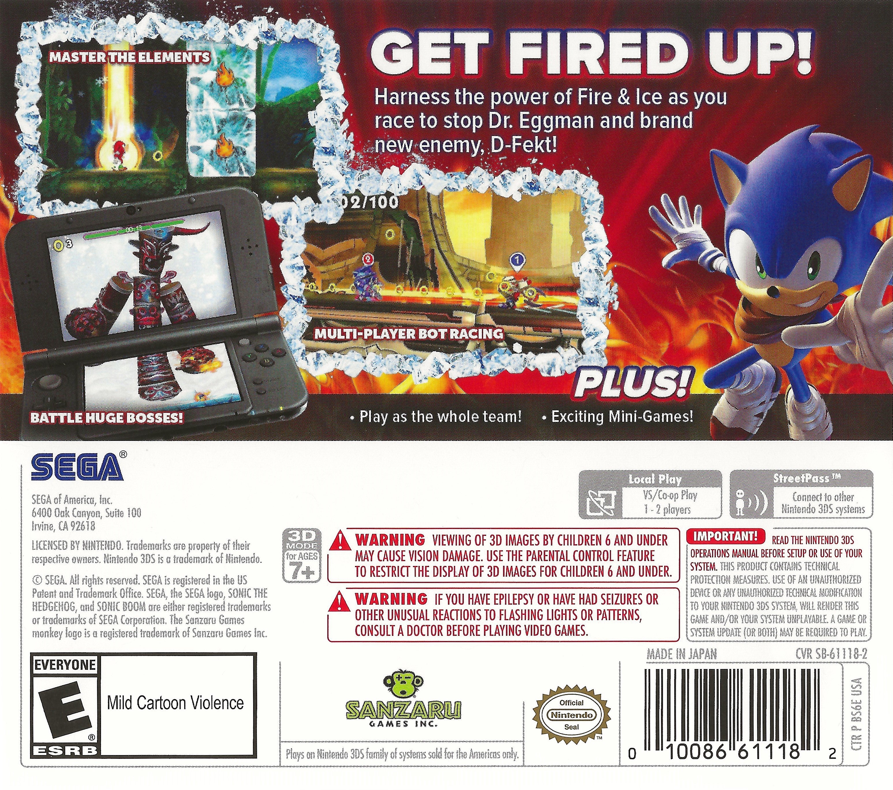Sonic Boom: Fire & Ice 3DS - Video Game - Used - CaveGamers - Image 2
