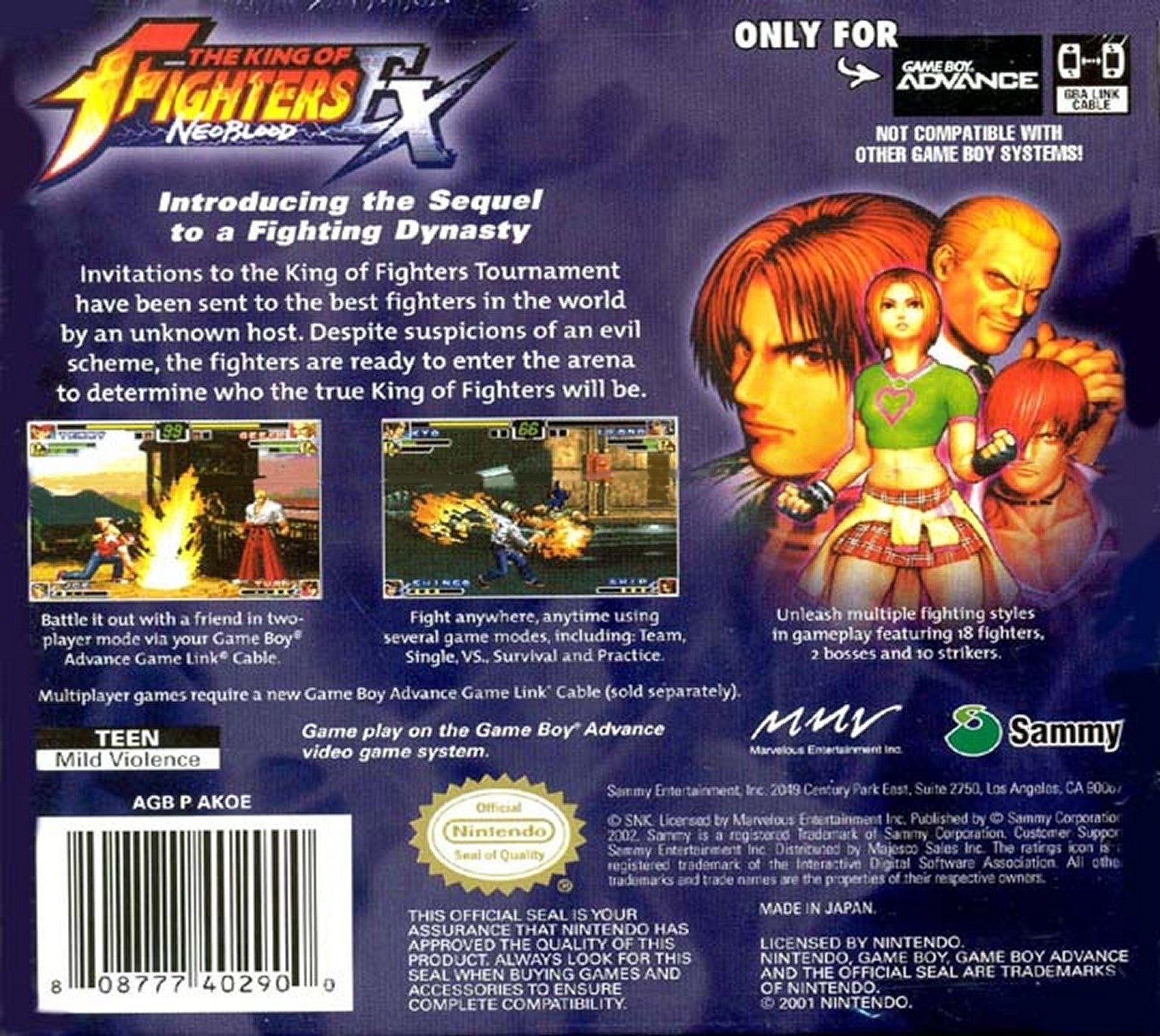 King of Fighters Ex: Neo Blood Game Boy Advance - Video Game - Used - CaveGamers - Image 2