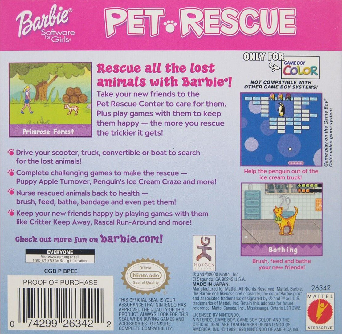 Barbie Pet Rescue Game Boy Color - Video Game - Used - CaveGamers - Image 2