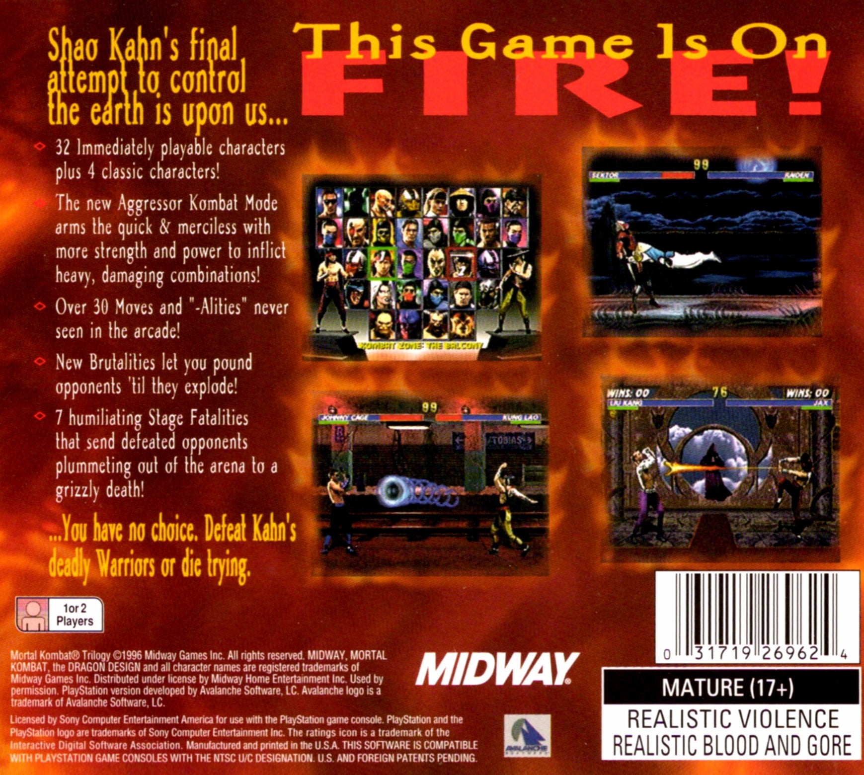 Mortal Kombat Trilogy Playstation - Video Game - Used - CaveGamers - Image 2