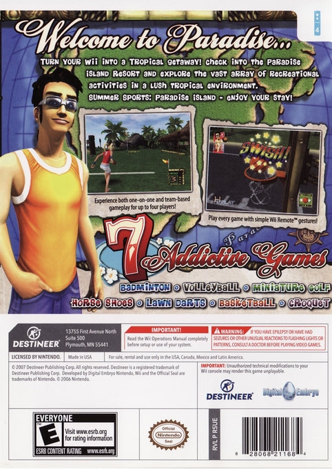 Summer Sports Paradise Island Wii - Video Game - Used - CaveGamers - Image 2