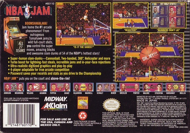 NBA Jam SNES - Video Game - Used - CaveGamers - Image 2