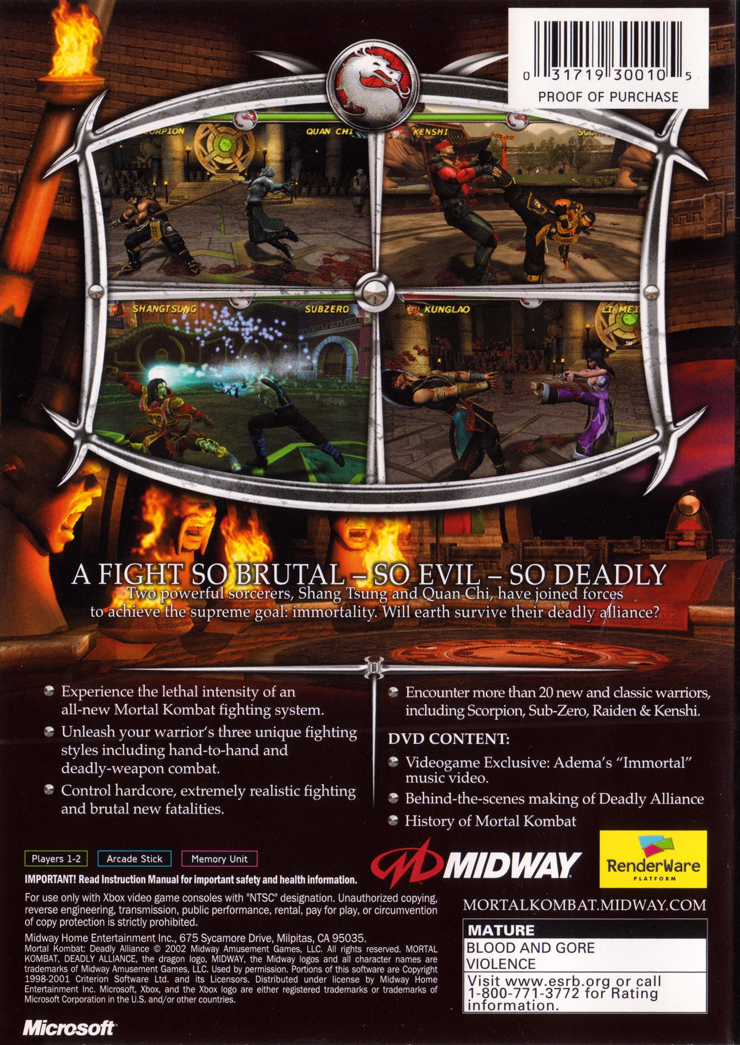 Mortal Kombat: Deadly Alliance Xbox - Video Game - Used - CaveGamers - Image 2