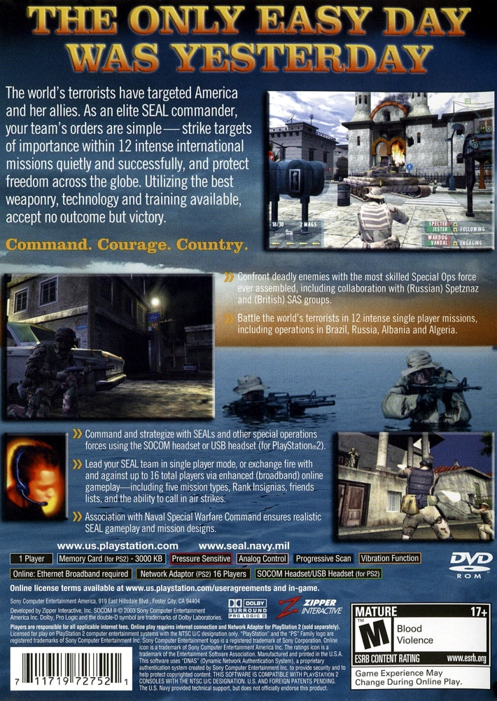 SOCOM II U.S. Navy Seals PS2 - Video Game - Used - CaveGamers - Image 2