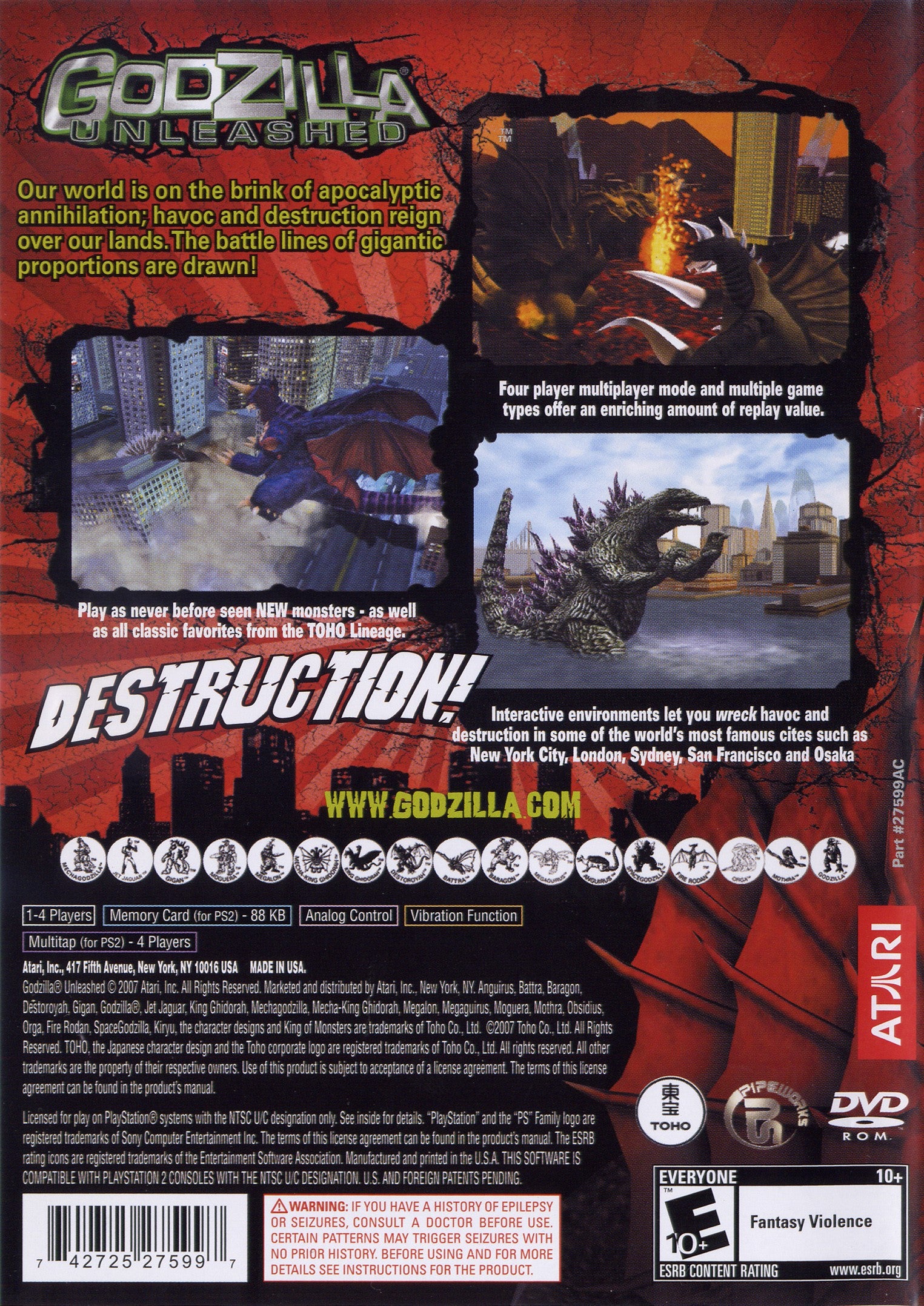 Godzilla Unleashed PS2 - Video Game - Used - CaveGamers - Image 2