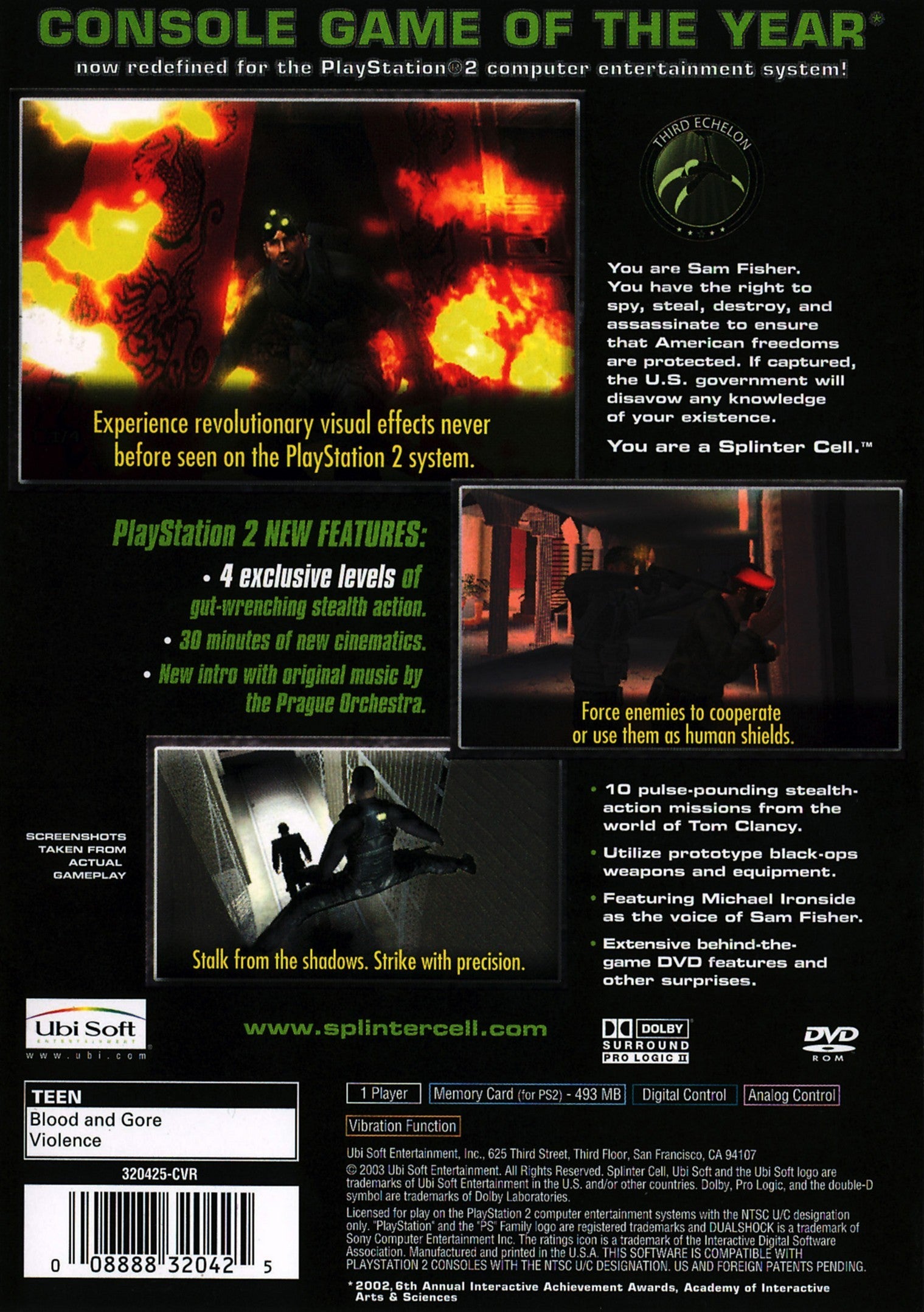 Tom Clancy's Splinter Cell PS2 - Video Game - Used - CaveGamers - Image 2