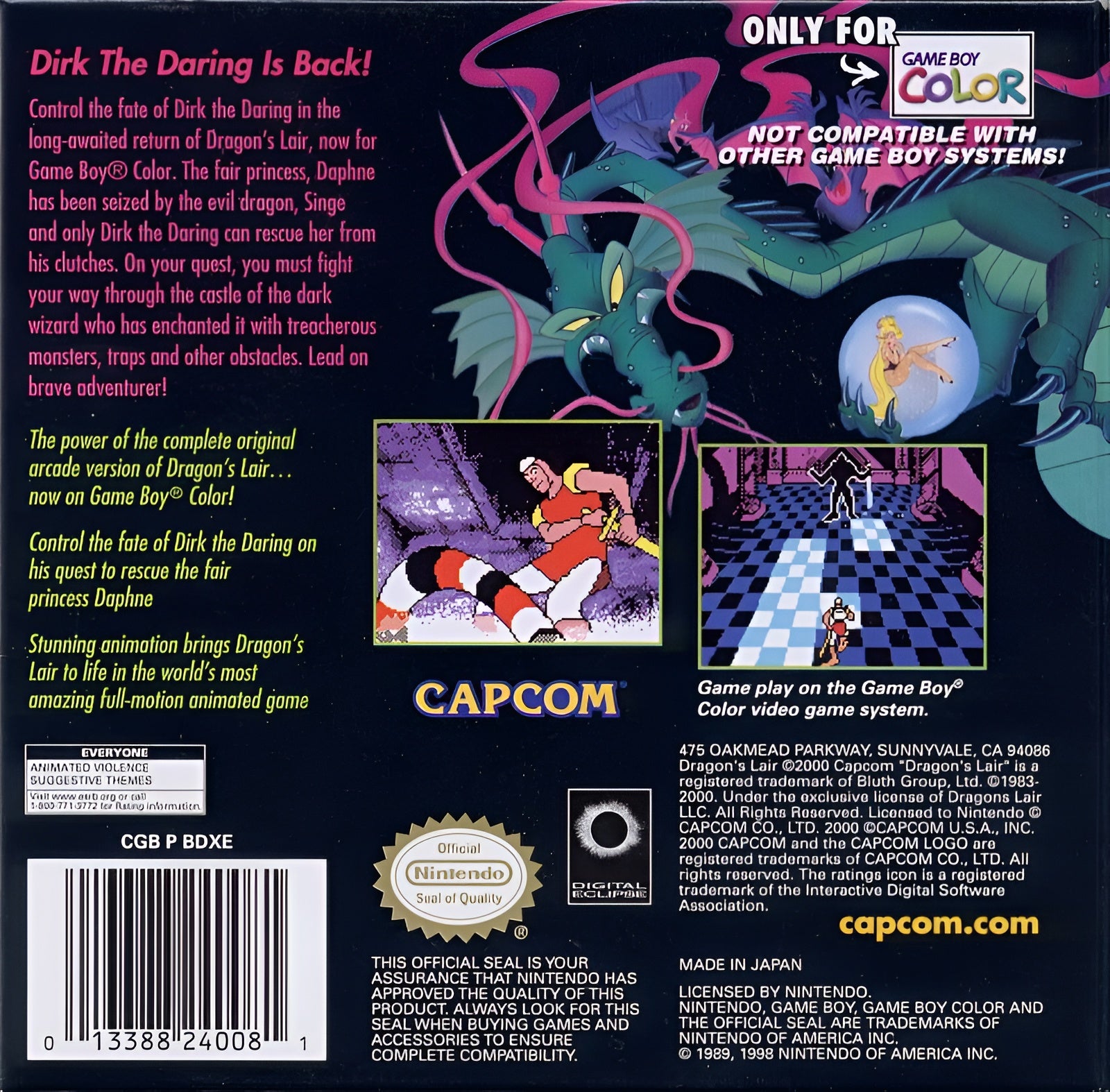 Dragon's Lair Game Boy Color - Video Game - Used - CaveGamers - Image 2