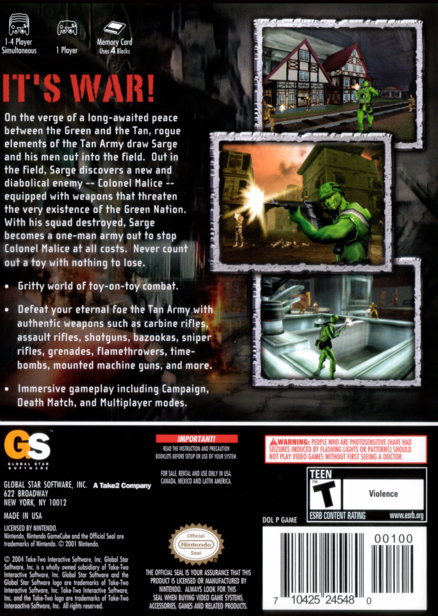 Army Men Sarge's War GameCube - Video Game - Used - CaveGamers - Image 2