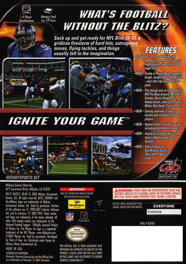 NFL Blitz 2003 GameCube - Video Game - Used - CaveGamers - Image 2