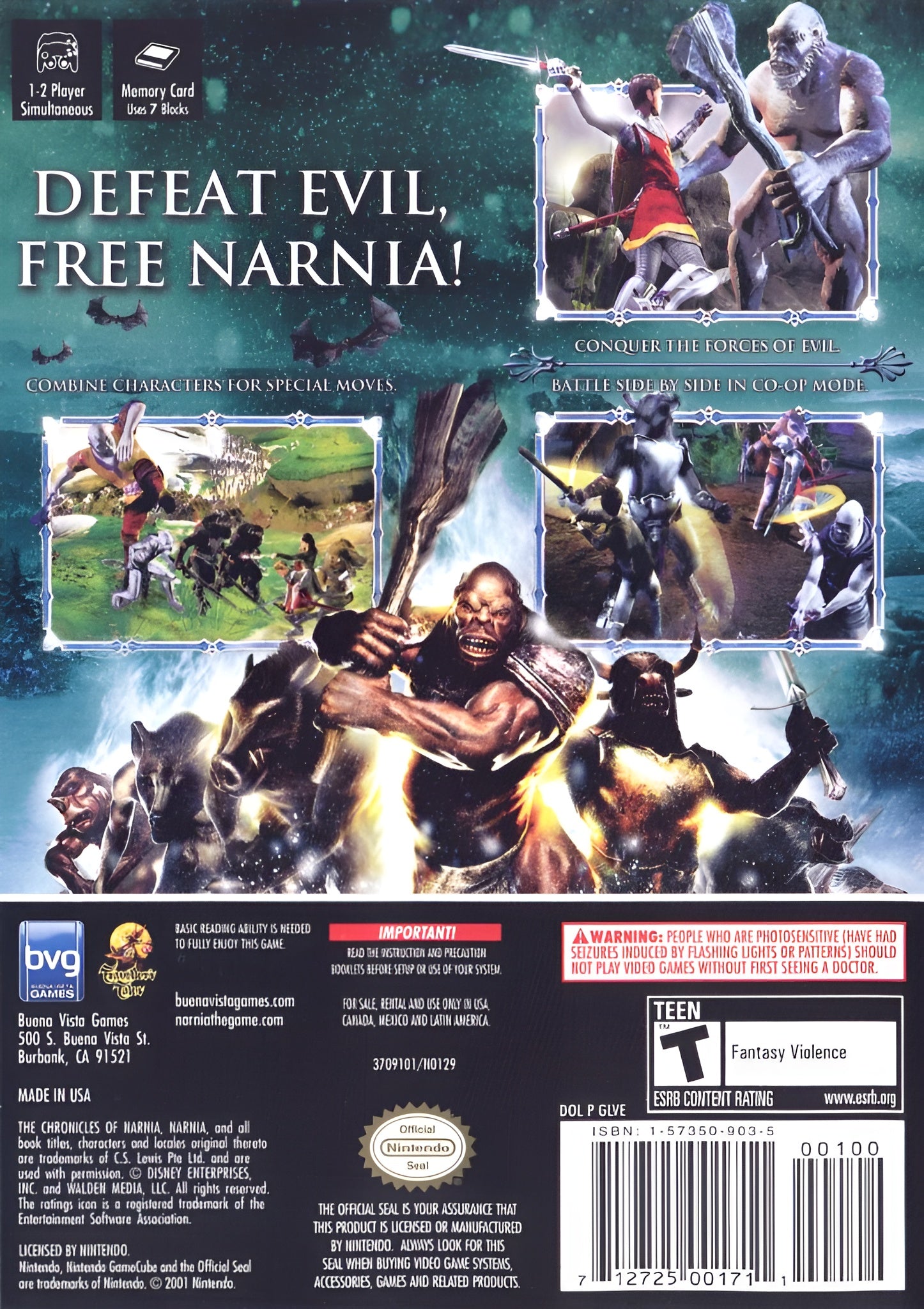 Chronicles of Narnia Lion Witch and the Wardrobe GameCube - Video Game - Used - CaveGamers - Image 2