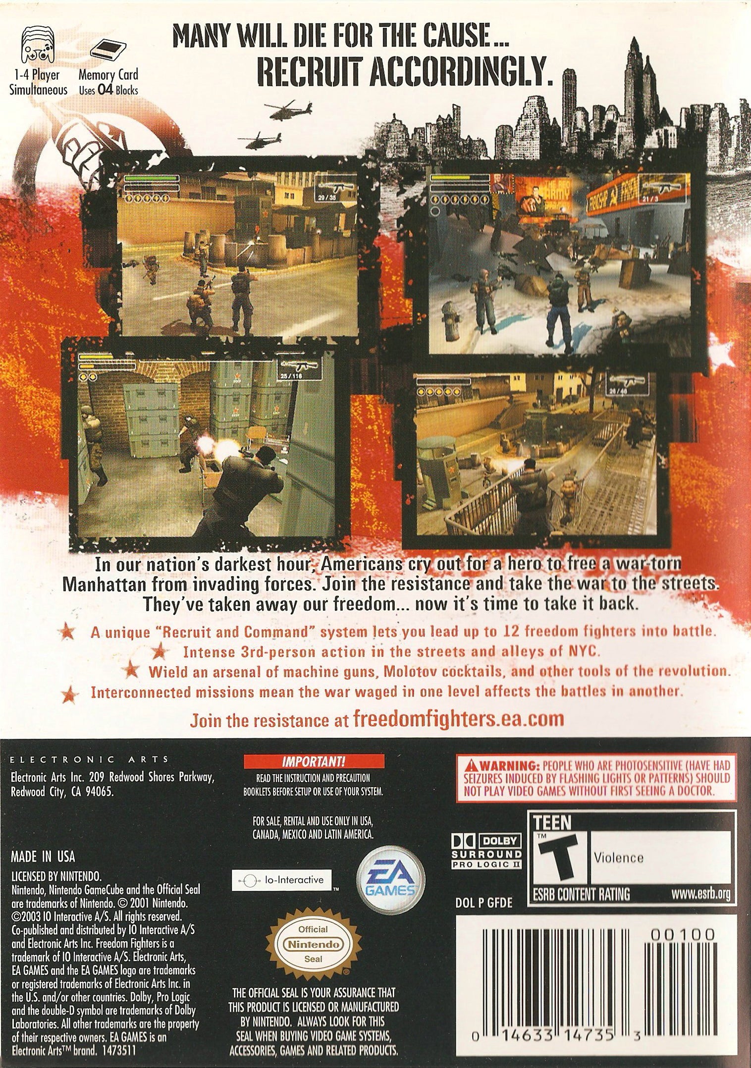 Freedom Fighters GameCube - Video Game - Used - CaveGamers - Image 2
