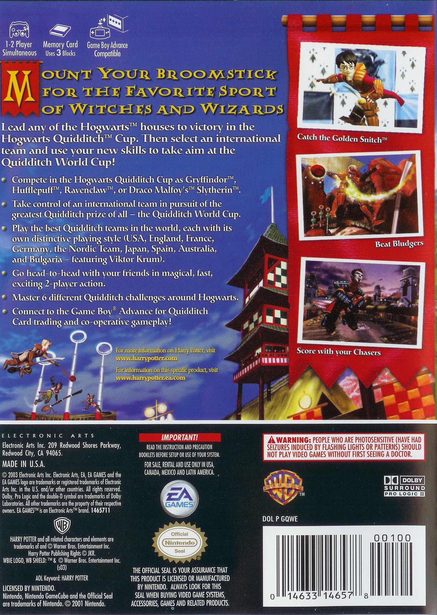 Harry Potter: Quidditch World Cup GameCube - Video Game - Used - CaveGamers - Image 2