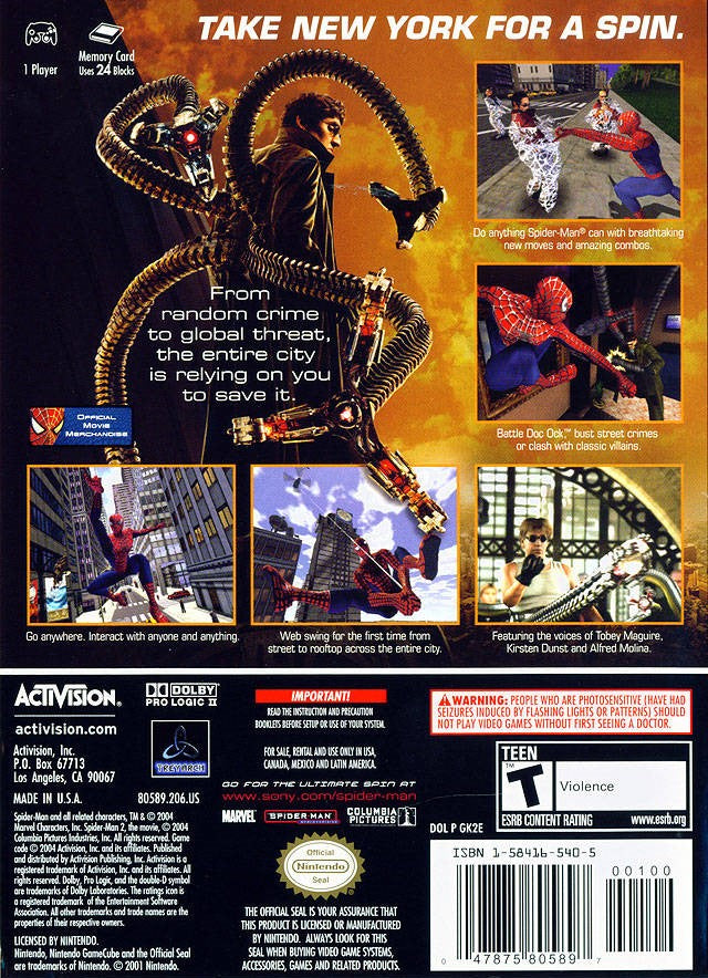 Spider-Man 2 GameCube - Video Game - Used - CaveGamers - Image 2
