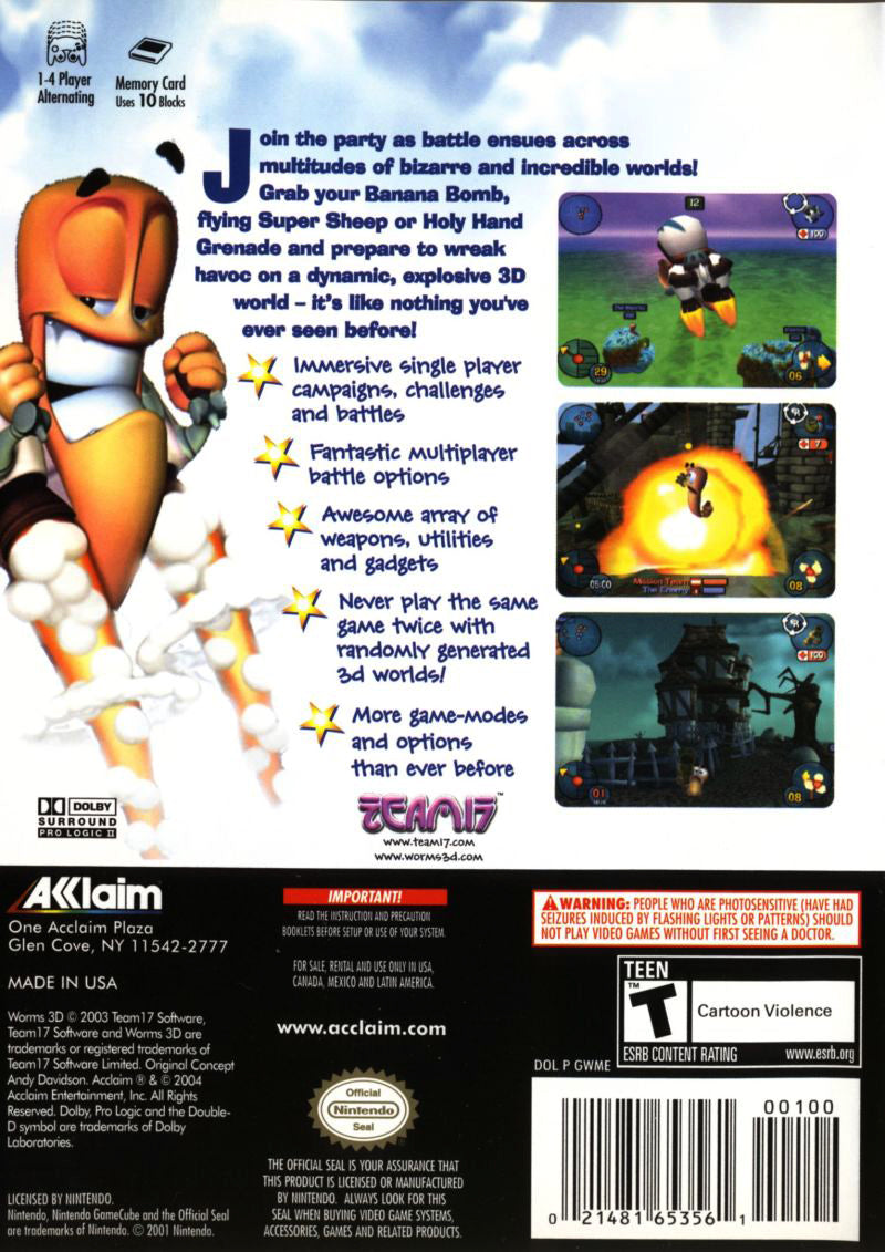 Worms 3D GameCube - Video Game - Used - CaveGamers - Image 2