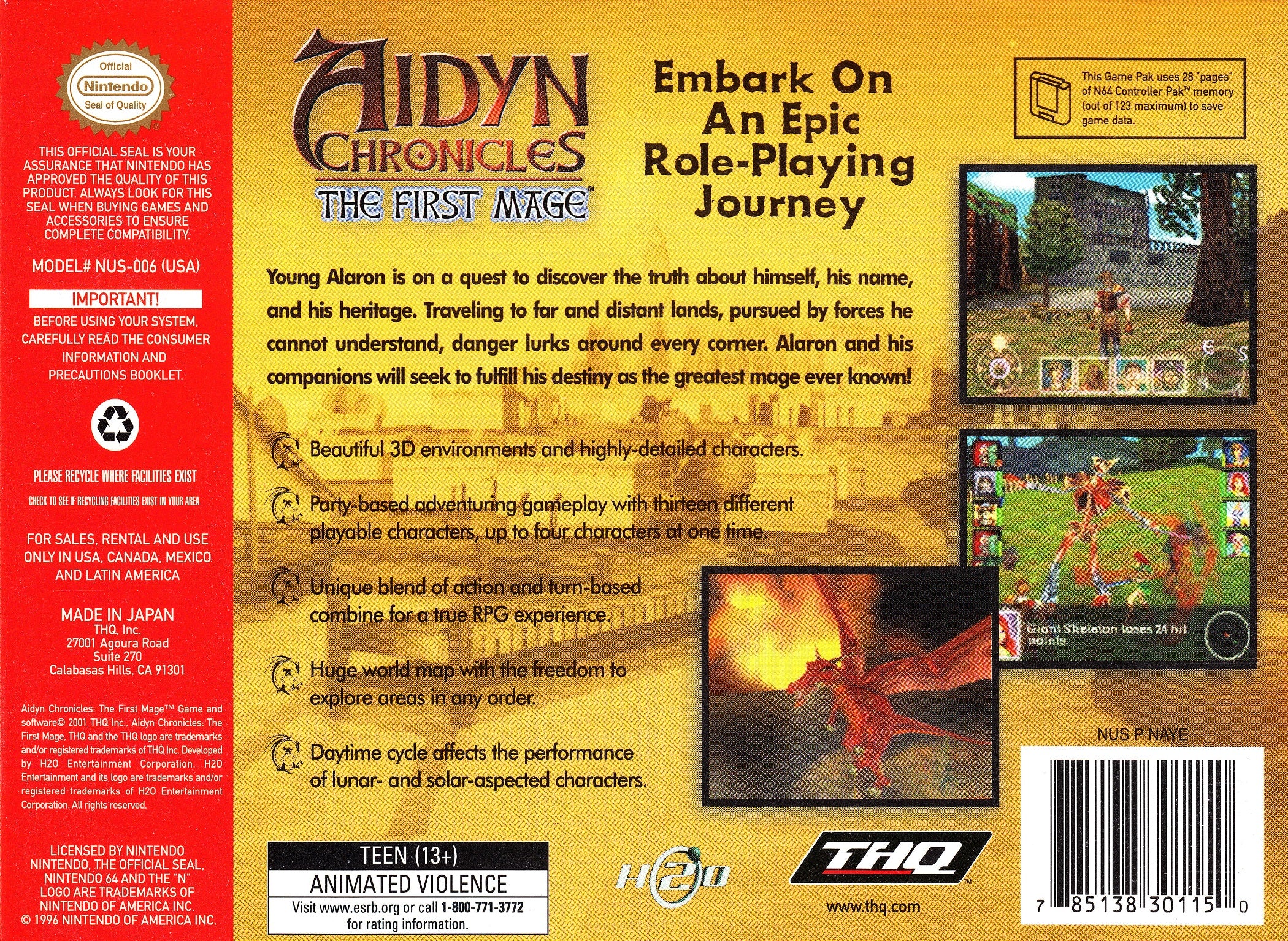 Aidyn Chronicles N64 - Video Game - Used - CaveGamers - Image 2