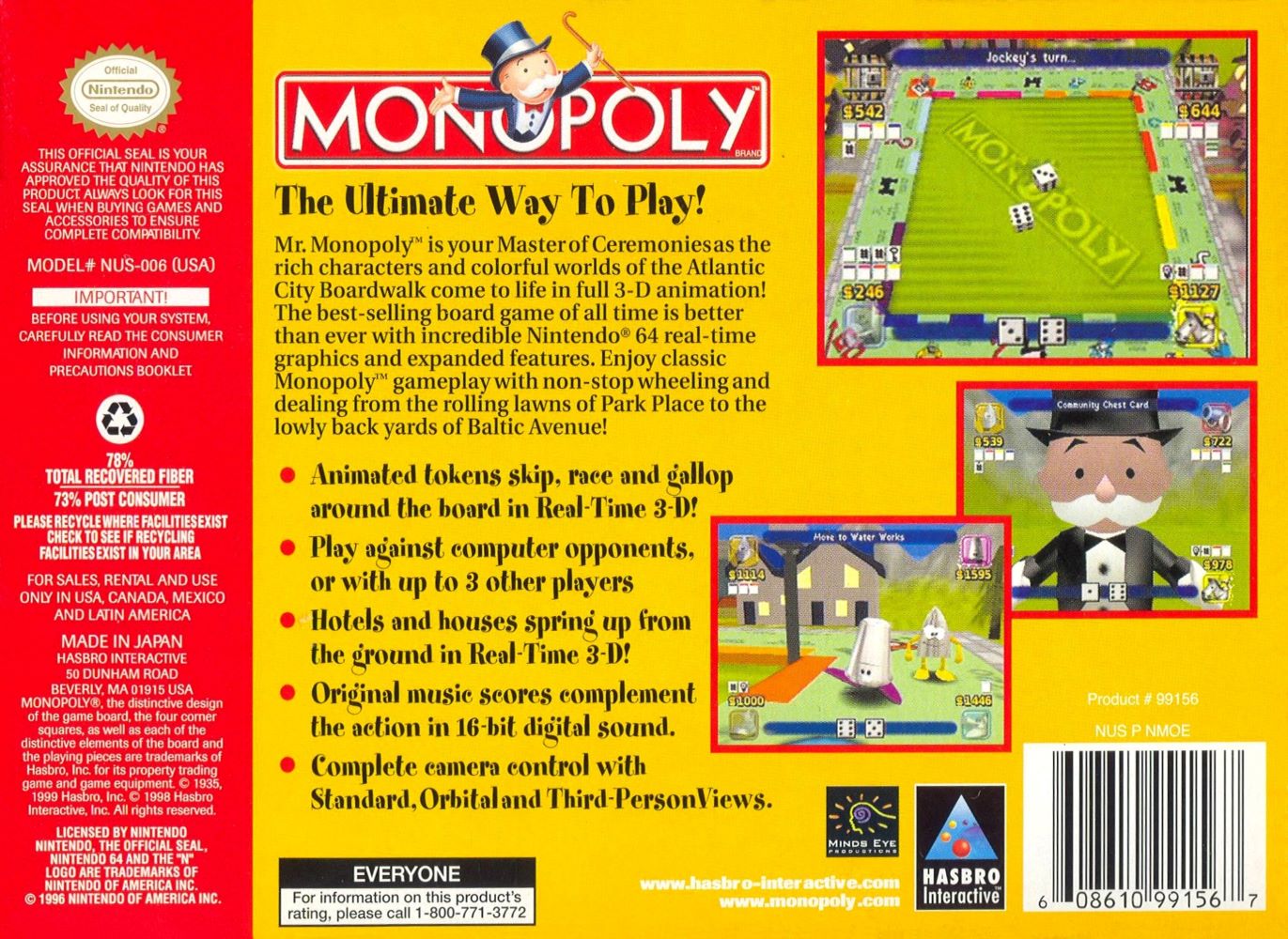 Monopoly N64 - Video Game - Used - CaveGamers - Image 2