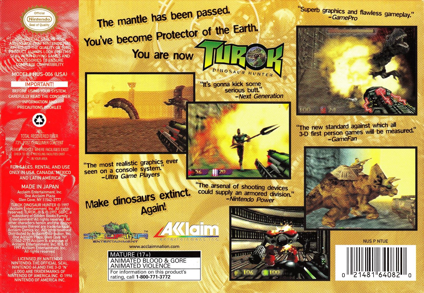 Turok Dinosaur Hunter N64 - Video Game - Used - CaveGamers - Image 2