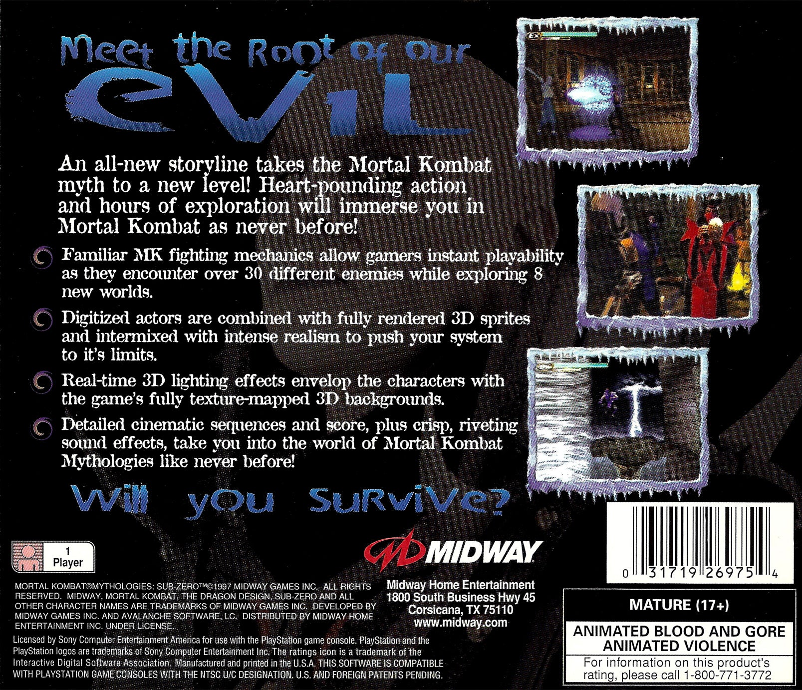 Mortal Kombat Mythologies: Sub-Zero Playstation - Video Game - Used - CaveGamers - Image 2