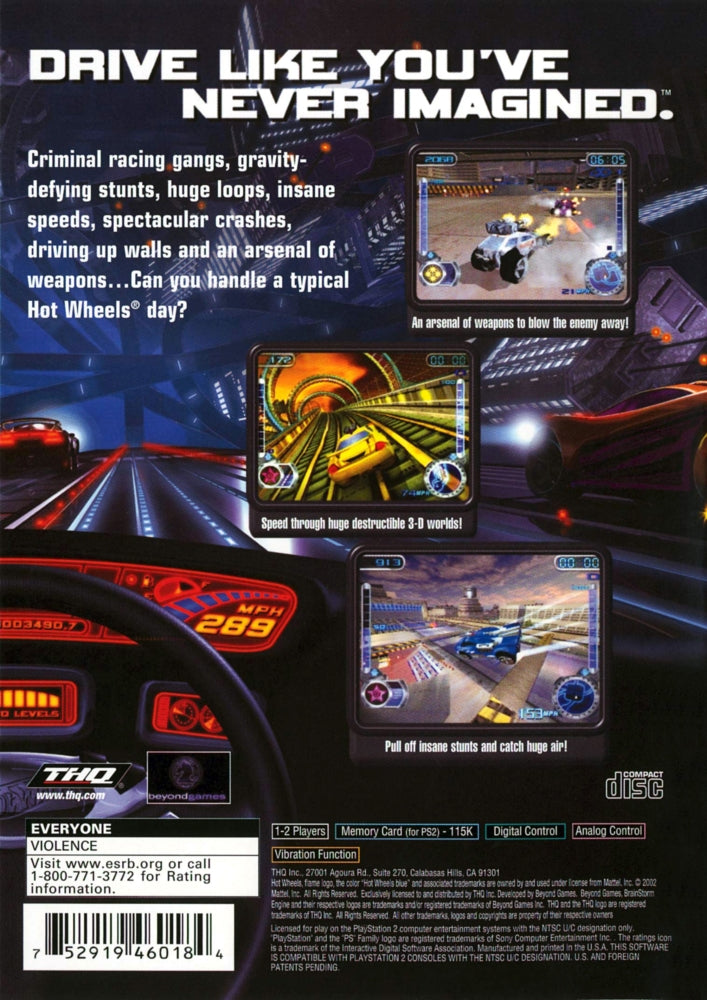 Hot Wheels Velocity X PS2 - Video Game - Used - CaveGamers - Image 2