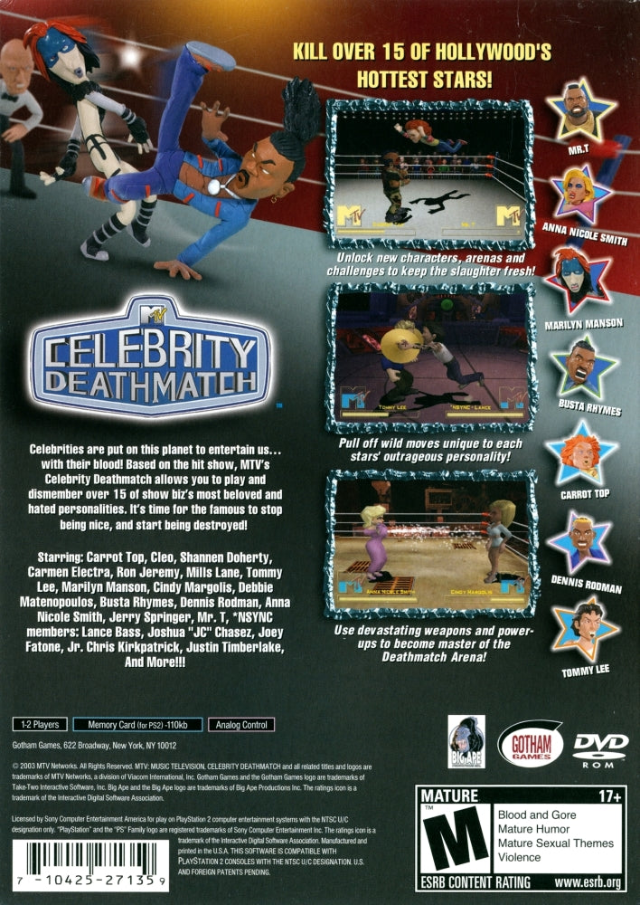 MTV Celebrity Deathmatch PS2 - Video Game - Used - CaveGamers - Image 2